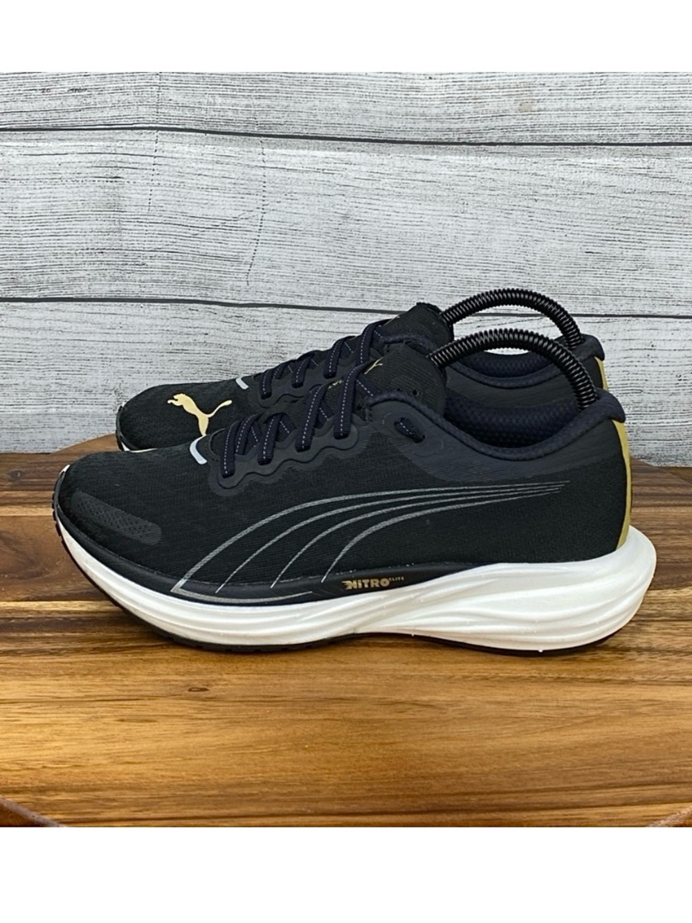Puma Deviate Nitro 2 Black Team Gold Running Shoes 376855-02 Women’s Size 8